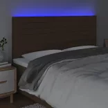 sötétbarna szövet LED-es fejtámla 200x5x118/128 cm