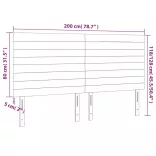 sötétbarna szövet LED-es fejtámla 200x5x118/128 cm