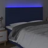 kék szövet LED-es fejtámla 200x5x118/128 cm