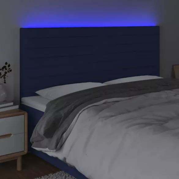 kék szövet LED-es fejtámla 200x5x118/128 cm