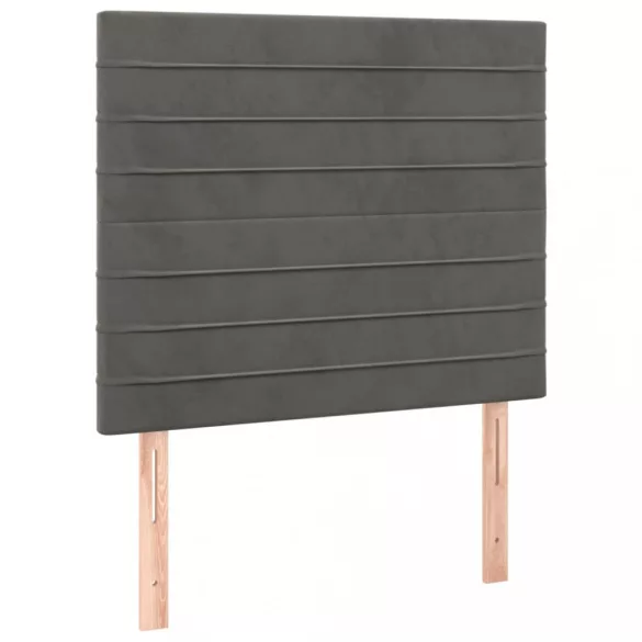 sötétszürke bársony LED-es fejtámla 80x5x118/128 cm