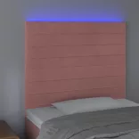 rózsaszín bársony LED-es fejtámla 80x5x118/128 cm