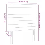 sötétszürke bársony LED-es fejtámla 90x5x118/128 cm