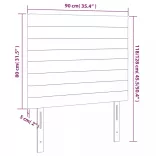 sötétkék bársony LED-es fejtámla 90x5x118/128 cm