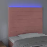 rózsaszín bársony LED-es fejtámla 90x5x118/128 cm