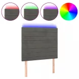 sötétszürke bársony LED-es fejtámla 100x5x118/128 cm
