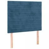 sötétkék bársony LED-es fejtámla 100x5x118/128 cm