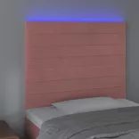 rózsaszín bársony LED-es fejtámla 100x5x118/128 cm