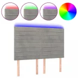 világosszürke bársony LED-es fejtámla 144x5x118/128 cm