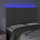sötétszürke bársony LED-es fejtámla 144x5x118/128 cm