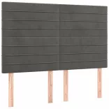 sötétszürke bársony LED-es fejtámla 144x5x118/128 cm