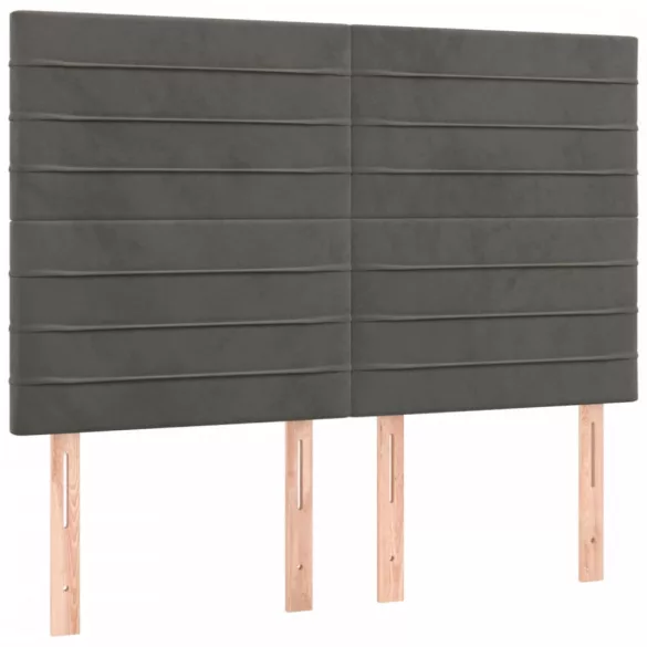 sötétszürke bársony LED-es fejtámla 144x5x118/128 cm