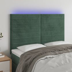 sötétzöld bársony LED-es fejtámla 144x5x118/128 cm