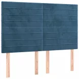 sötétkék bársony LED-es fejtámla 144x5x118/128 cm