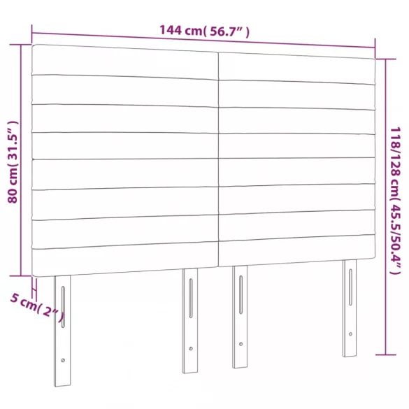 rózsaszín bársony LED-es fejtámla 144x5x118/128 cm