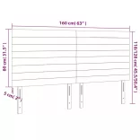 sötétszürke bársony LED-es fejtámla 160x5x118/128 cm