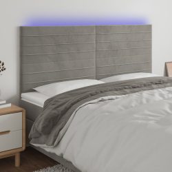 világosszürke bársony LED-es fejtámla 180x5x118/128 cm