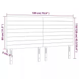 sötétszürke bársony LED-es fejtámla 180x5x118/128 cm