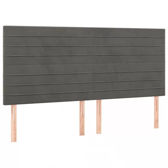 sötétszürke bársony LED-es fejtámla 200x5x118/128 cm