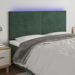 sötétzöld bársony LED-es fejtámla 200x5x118/128 cm