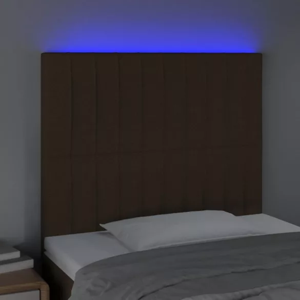 sötétbarna szövet LED-es fejtámla 80x5x118/128 cm