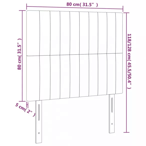 sötétbarna szövet LED-es fejtámla 80x5x118/128 cm