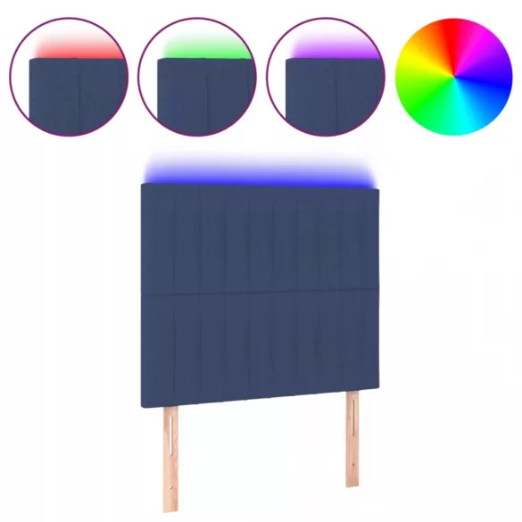 kék szövet LED-es fejtámla 80x5x118/128 cm