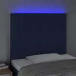 kék szövet LED-es fejtámla 80x5x118/128 cm