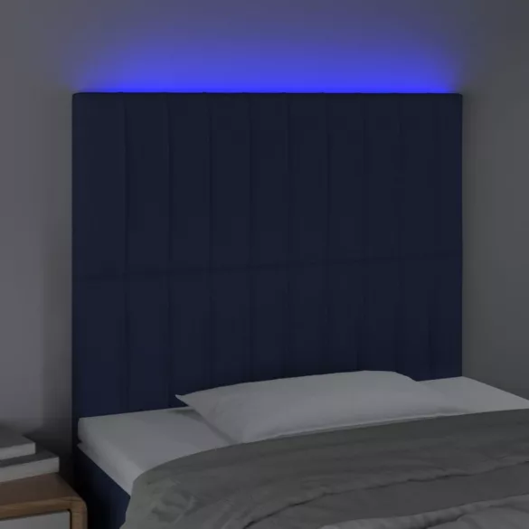 kék szövet LED-es fejtámla 80x5x118/128 cm