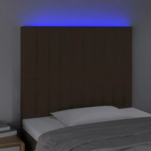 sötétbarna szövet LED-es fejtámla 90x5x118/128 cm