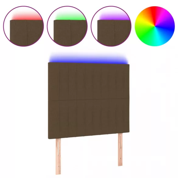 sötétbarna szövet LED-es fejtámla 100x5x118/128 cm