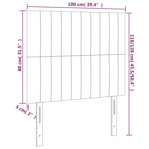 sötétbarna szövet LED-es fejtámla 100x5x118/128 cm