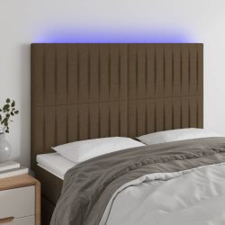 sötétbarna szövet LED-es fejtámla 144x5x118/128 cm