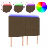 sötétbarna szövet LED-es fejtámla 144x5x118/128 cm