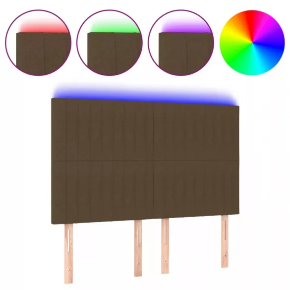 sötétbarna szövet LED-es fejtámla 144x5x118/128 cm