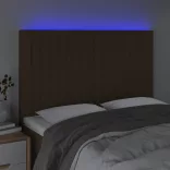 sötétbarna szövet LED-es fejtámla 144x5x118/128 cm