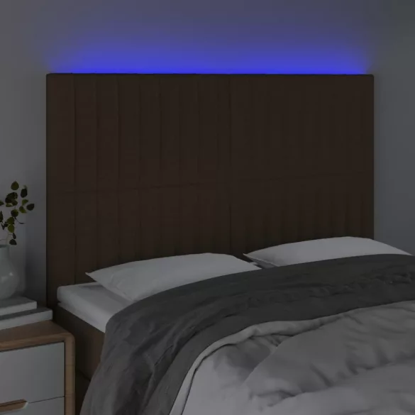sötétbarna szövet LED-es fejtámla 144x5x118/128 cm