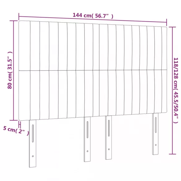sötétbarna szövet LED-es fejtámla 144x5x118/128 cm