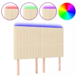 krémszínű szövet LED-es fejtámla 144x5x118/128 cm