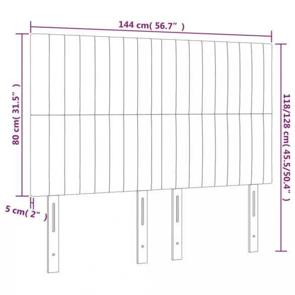 krémszínű szövet LED-es fejtámla 144x5x118/128 cm