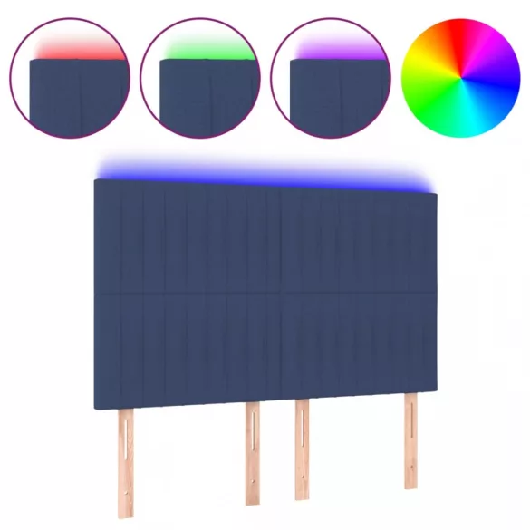 kék szövet LED-es fejtámla 144x5x118/128 cm