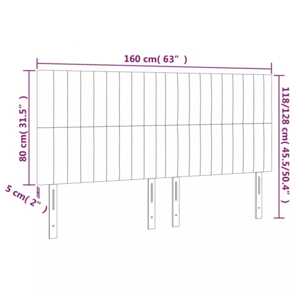 sötétbarna szövet LED-es fejtámla 160x5x118/128 cm