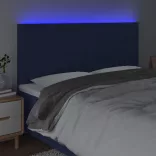 kék szövet LED-es fejtámla 160x5x118/128 cm