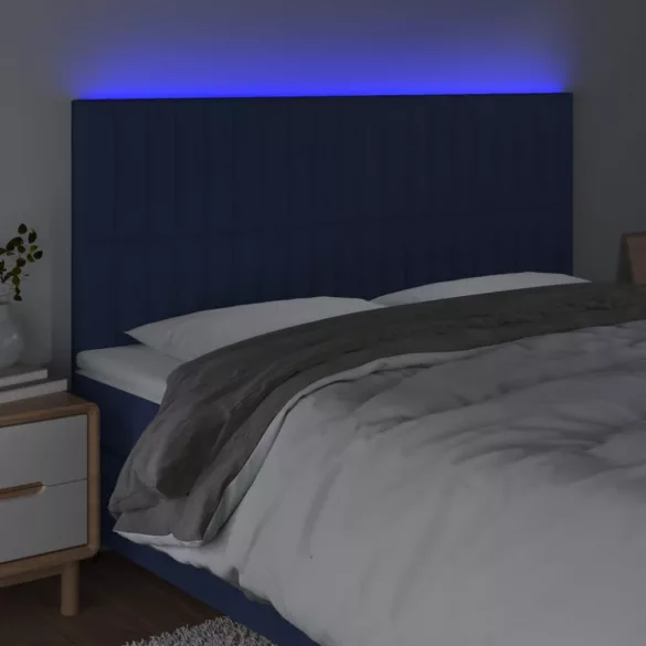 kék szövet LED-es fejtámla 180x5x118/128 cm