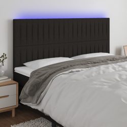 fekete szövet LED-es fejtámla 200x5x118/128 cm