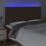 sötétbarna szövet LED-es fejtámla 200x5x118/128 cm