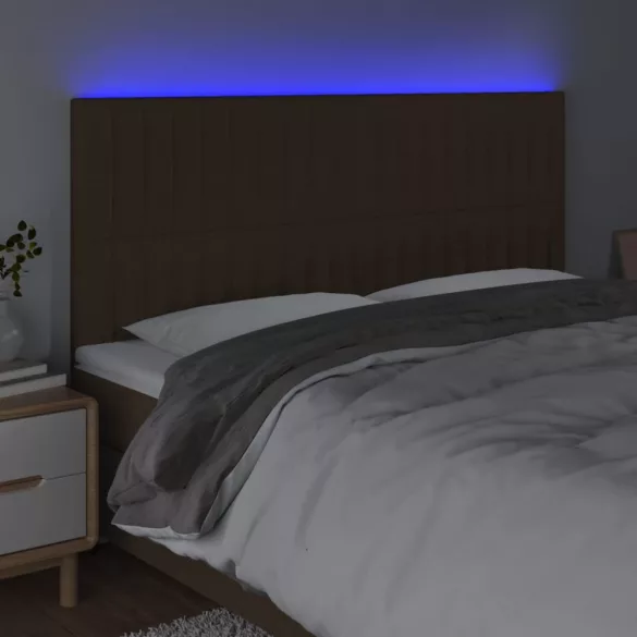 sötétbarna szövet LED-es fejtámla 200x5x118/128 cm