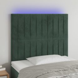 sötétzöld bársony LED-es fejtámla 80x5x118/128 cm