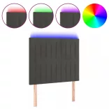 sötétszürke bársony LED-es fejtámla 90x5x118/128 cm