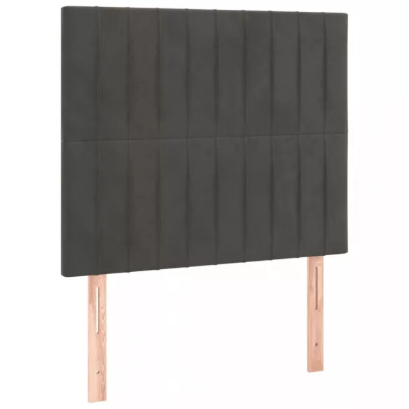 sötétszürke bársony LED-es fejtámla 90x5x118/128 cm